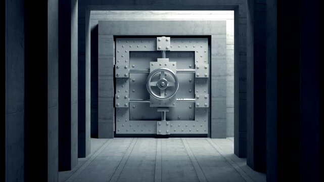 Security bunker door. Animation on the theme of structures, bunkers, and defense.