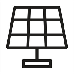 Simple solar panel icon represents renewable energy and sustainable power generation technology