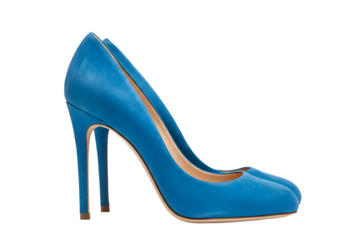 Textured Blue High Heel Pump on transparent background