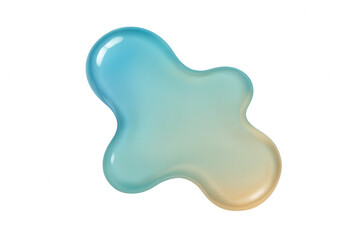 Colorful liquid blob with blue, green, and orange gradients spreading on a transparent background