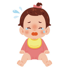 泣く女の子の赤ちゃん　全身イラスト／Crying Baby Girl　full body illustration