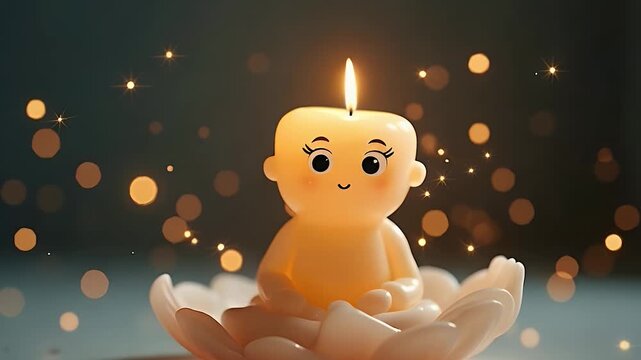 A cute green cactus smiling in a colorful pot with tiny pink flowers, sun shining softly above &mdash; desert happiness concept.
