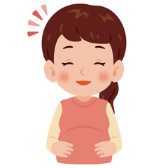 笑顔な妊婦さん　上半身イラスト／Smiling Pregnant Woman　upper body illustration