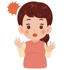 驚く妊婦さん　上半身イラスト／Surprised Pregnant Woman　upper body illustration