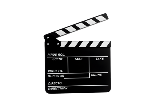 Filmmaking Clapperboard on transparent background