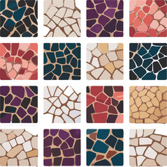 Fototapeta premium Bright abstract mosaic seamless pattern, Endless texture, Ceramic tile fragments set
