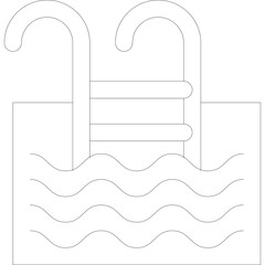 Abstract Outline of a Diving Board and Water Ripples on a White Background