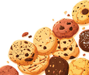 llustration of a Glass of Milk with Cookie in Minimalist Style