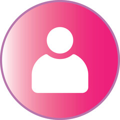 User Avatar Icon Vector, Pink Gradient Profile Symbol Button Design on Transparent Background