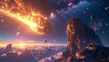夜空を駆け抜ける巨大な流星が放つ幻想的な光景4