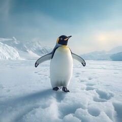 Fototapeta premium penguin on the snow