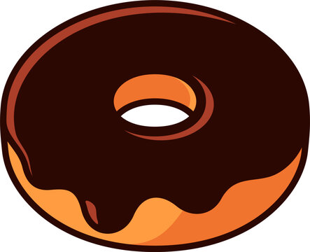 donut vector with chocolate glaze on top