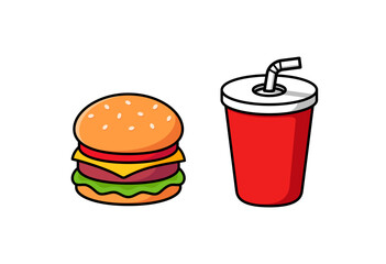 vector illustration of hamburger and soda drink