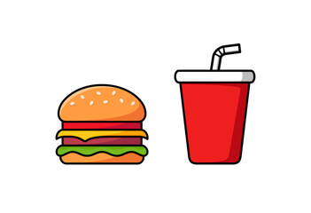 vector illustration of hamburger and soda drink