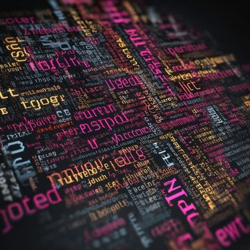 word cloud on black background