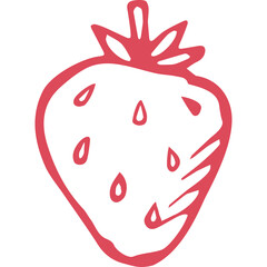 Simple Red Strawberry Outline With Seeds Transparent Background For Graphic Design Element