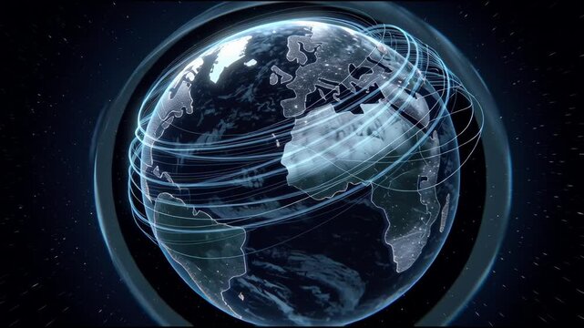 Global Connectivity: A mesmerizing digital representation of the Earth, intricately interwoven with a network of luminous lines.