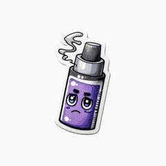 Sad Purple Vape Liquid Sticker Illustration