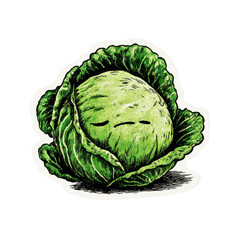 Sleepy Cabbage Cute Cartoon Illustration