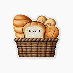 Delightful Kawaii Bread Loaf in Wicker Basket