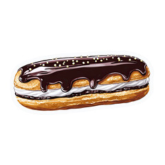 Delicious Chocolate Eclair with Sweet Cream Filling