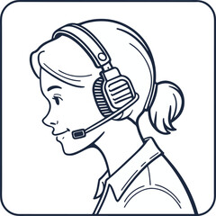 Customer Support Woman with Headset — Call Center Operator Illustration