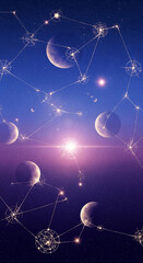 celestial wallpaper, constellations, stars, fantasy night sky, dreamy background, glowing moons, cosmic art, magical universe, ethereal aesthetic, indigo wallpaper