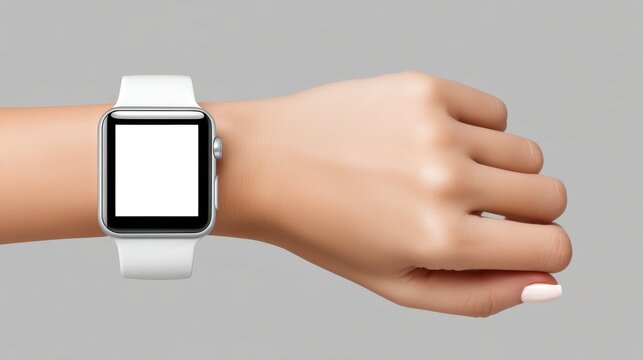 Close up of woman's hand displaying modern smartwatch with digital interface smart gadget for fitness and communication. - Powered by Adobe