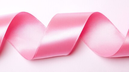 Luxurious pink satin ribbon with smooth sheen and elegant folds for craft and decoration projects.