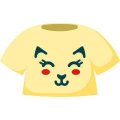 Simple Yellow T Shirt With Cute Cartoon Dog Face Graphic Design On Transparent Background