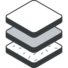 Stacked Layers Diagram Representing Account Management With White Gray and Textured Bottom Layers Isolated on Transparent Background