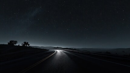 Fototapeta premium Dark night road under a starlit sky