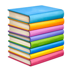 Colorful stack of books against a black background, representing knowledge.