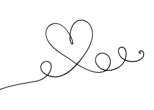 Sparkling white heart shape formed by delicate light trails and dots isolated on transparent background