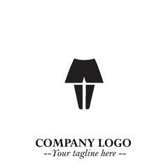 Woman Short Pants Logo Symbol in Black on the White Background Minimalist Fashion Illustration
