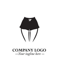 Woman Short Pants Logo Symbol in Black on the White Background Minimalist Fashion Illustration