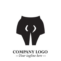 Woman Short Pants Logo Symbol in Black on the White Background Minimalist Fashion Illustration