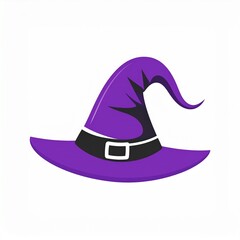 Naklejka premium Purple witch hat with black belt isolated on white background for halloween