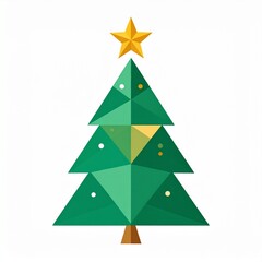 Geometric christmas tree with star isolated on white background