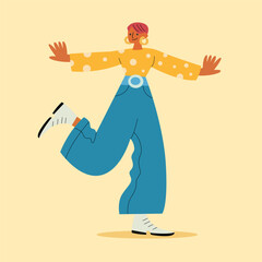 Happy young woman posing flat illustration