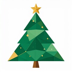 Fototapeta premium Geometric christmas tree isolated on white background with star on top
