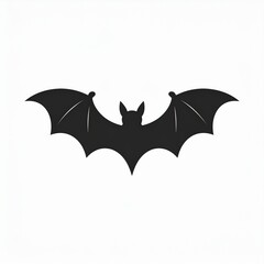 Fototapeta premium Black bat silhouette isolated on white background with open wings
