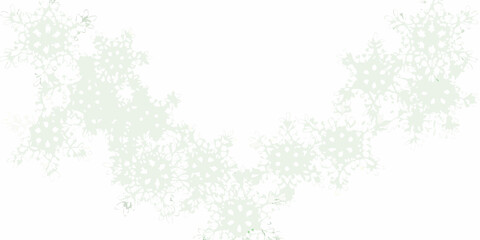 Delicate pale green snowflake pattern on a white background for winter holidays and celebrations