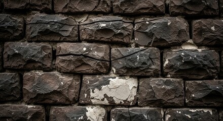 Fototapeta premium Stone wall texture background old brickwork masonry architecture construction rock solid surface pattern