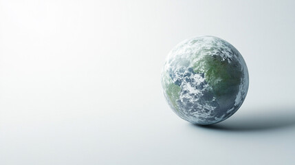 Hyperrealistic abstract data globe floating in clean white space, symbolizing global connectivity, digital networks, and futuristic technology in a minimalist style.
