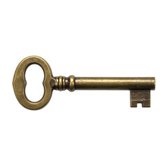 Ornate antique brass skeleton key rests on a dark background.