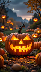 halloween pumpkin on a pumpkin