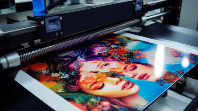 Large format printer printing vibrant colors 