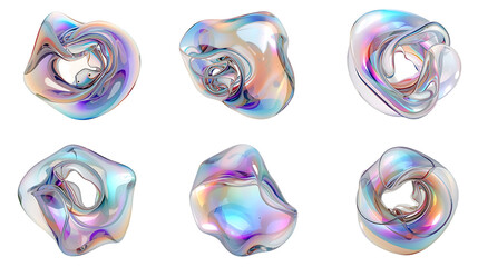 Abstract Iridescent Shapes on Black Background Rendered with Subtle Gradients and Fluid Forms for Modern Design