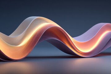Abstract Wavy Layers of Paper with Warm Golden Light Illumination wave